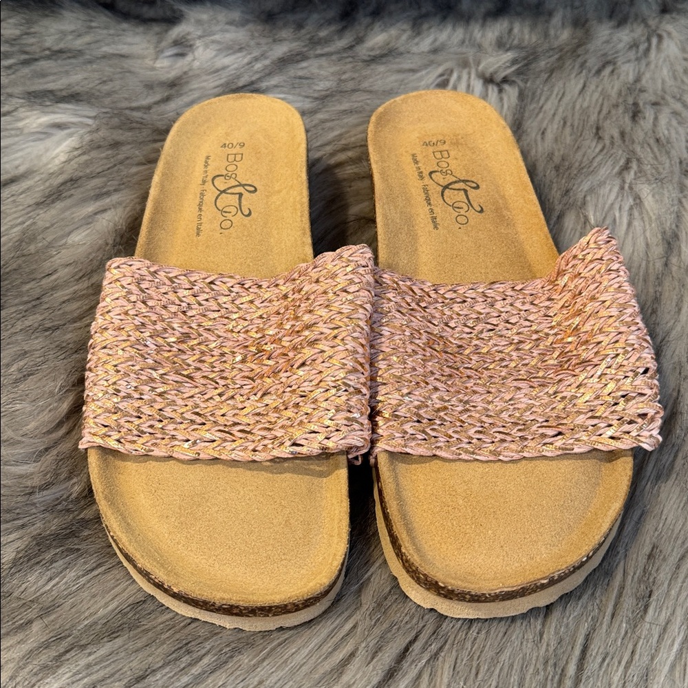 Bos. & Co. Pink Woven Slide Sandals Size 40/9 - Picture 3 of 8